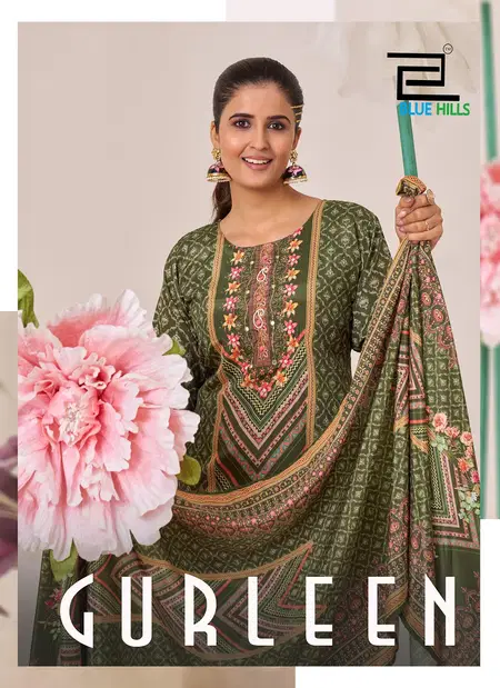 Gurleen By Blue Hills Muslin Digital Print Top With Bottom Dupatta Exporters In India
